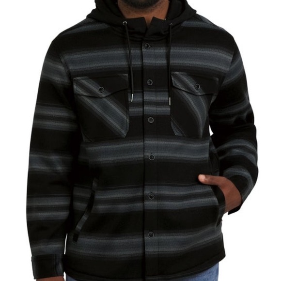 Quiksilver Other - Quiksilver Men's Hooded Shirt Jacket- Black and Gray